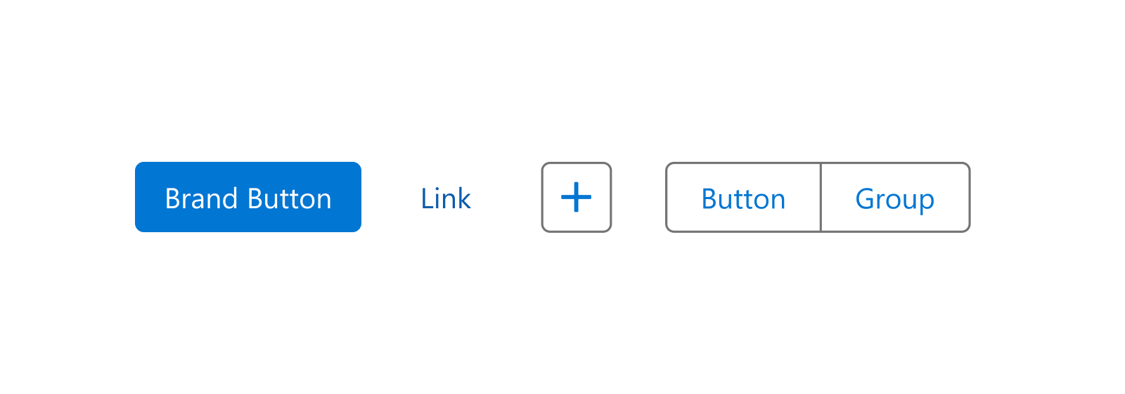 A graphic showing various buttons and links, illustrating how Salesforce blue is intentionally used in our UI.